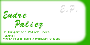 endre palicz business card
